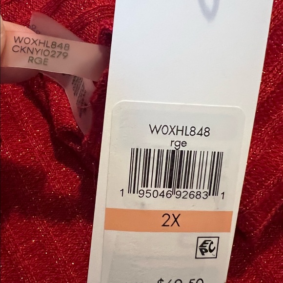Calvin Klein Shimmer Red Scoop Neck Tunic Sweater  Size 2X W0XHL848 - Picture 12 of 14
